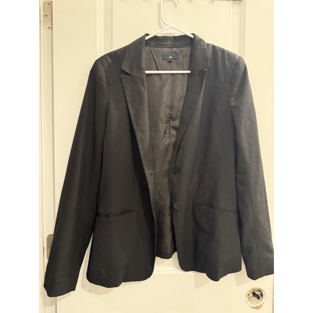 Gap Blazer Jacket Womens Size 12 Gray 2 Button Wool Blend Career Separates